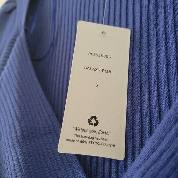 Pink Rose Galaxy Blue Wrap Front Ribbed Sweater S NWT - Picture 7 of 7